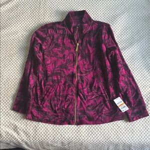 Karen Scott Sport Cosmic Berry Floral Patterned Jacket. Brand New Size Small
